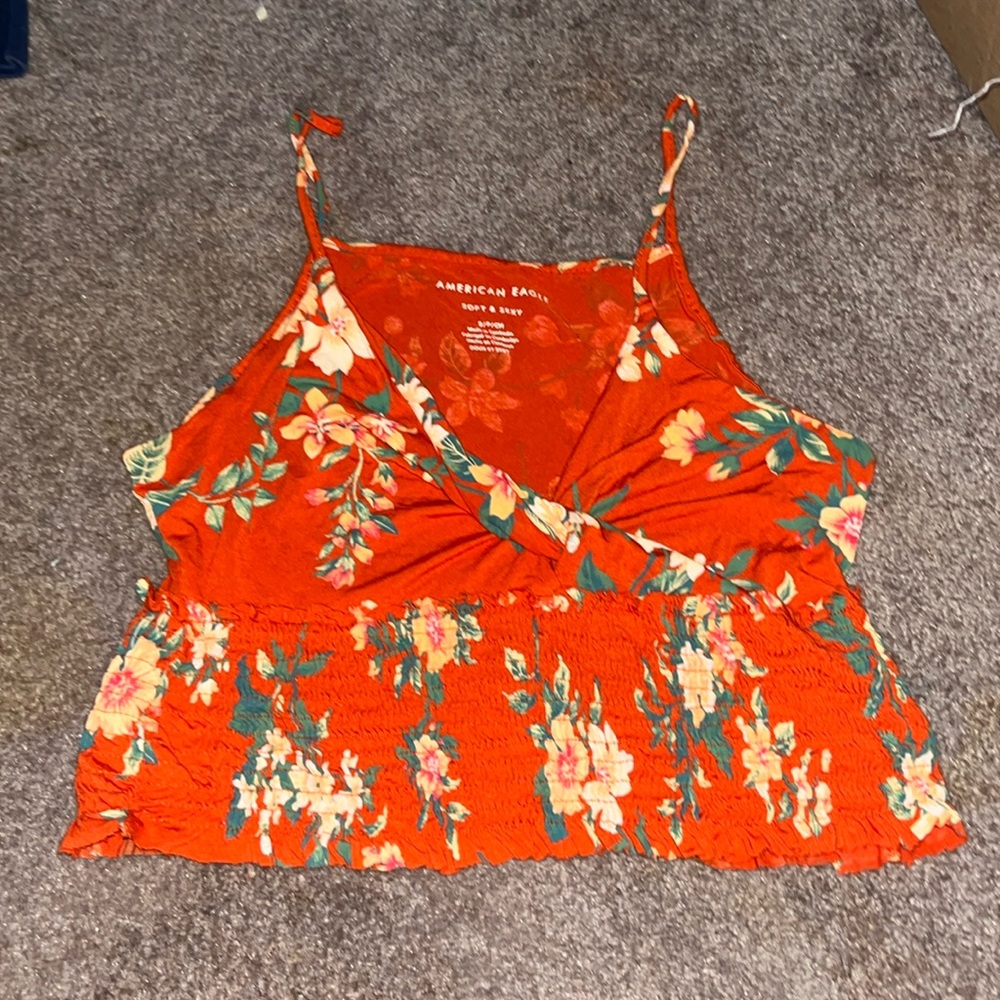 American eagle orange red crop top